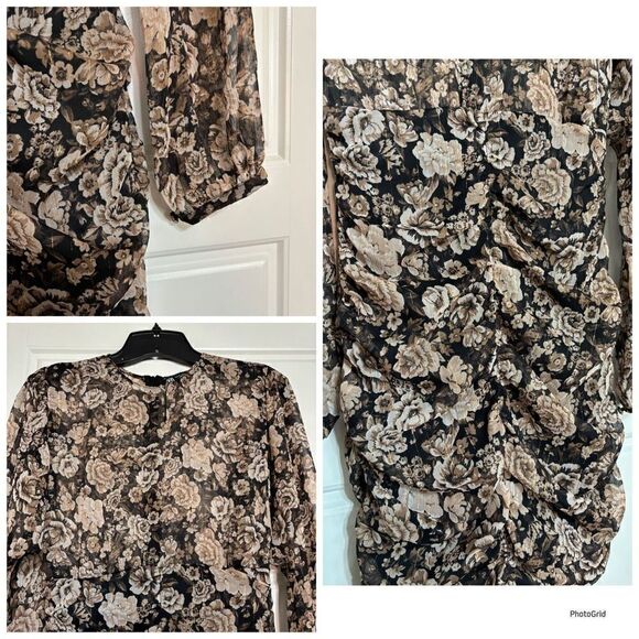 Zara Sheer Floral Ruched Mini - Picture 2 of 2